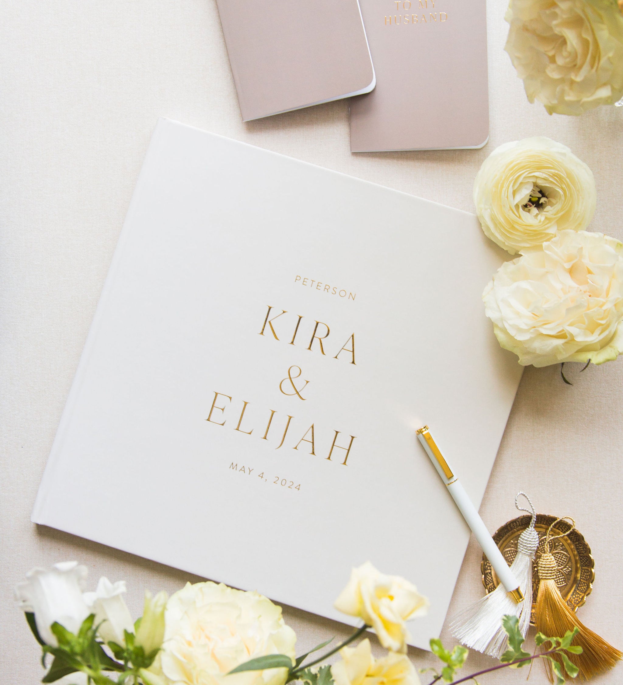 Large Wedding Guest Book and Vow Book Set