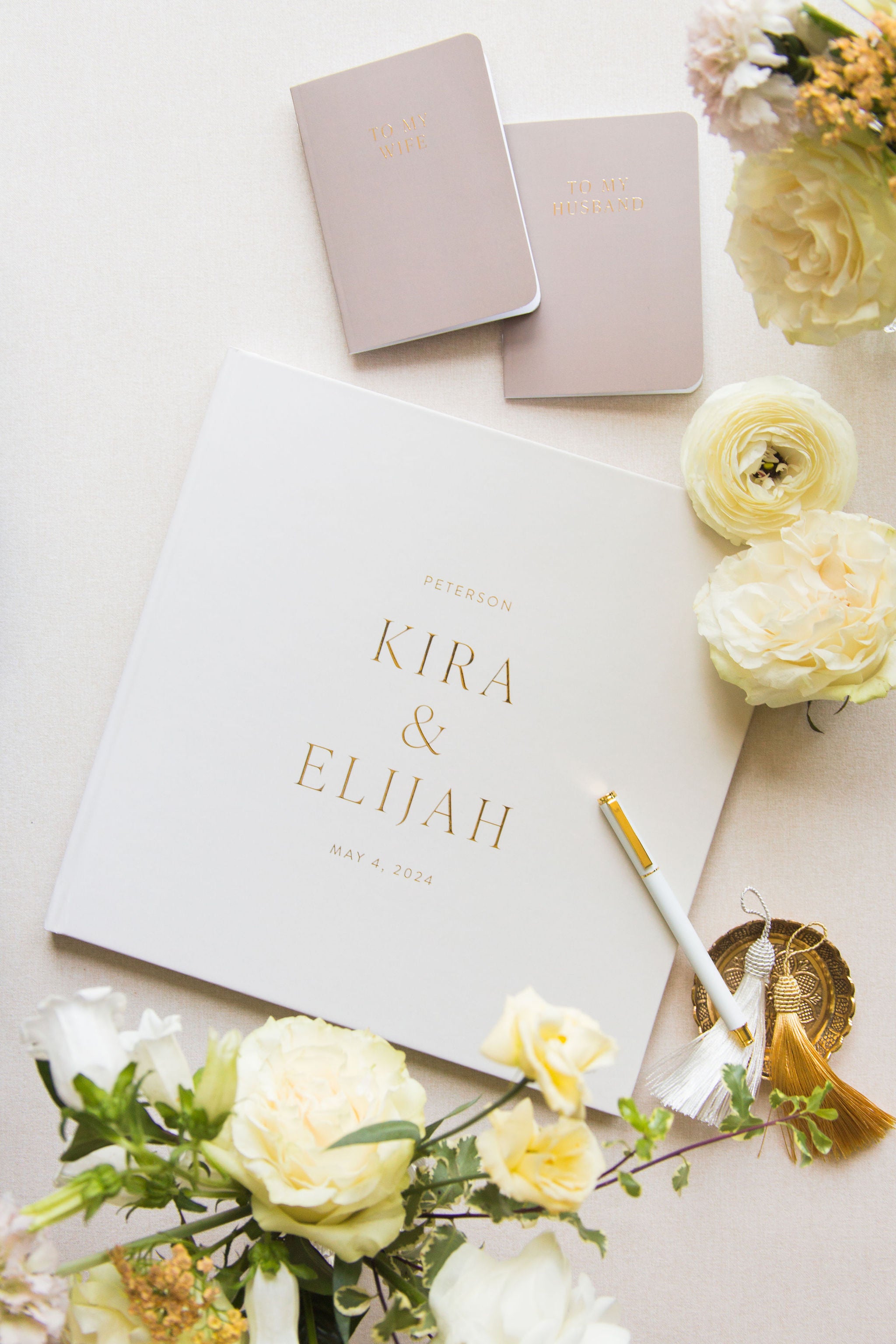 Large Wedding Guest Book and Vow Book Set